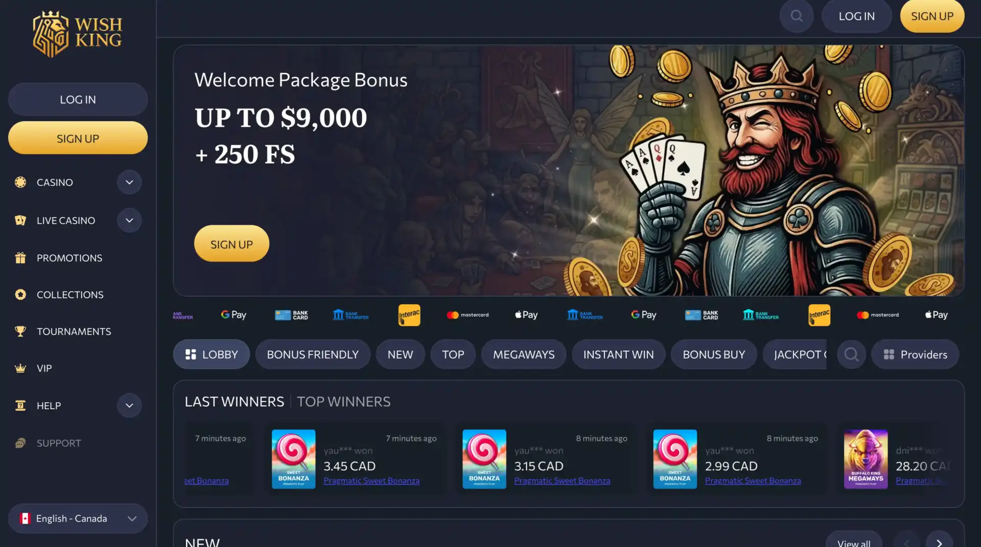 wishking-casino-main-page
